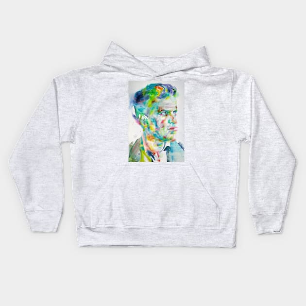 LUDWIG WITTGENSTEIN watercolor portrait .6 Kids Hoodie by lautir